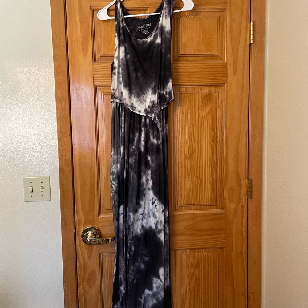 Black and White Tie-Dye Maxi Dress